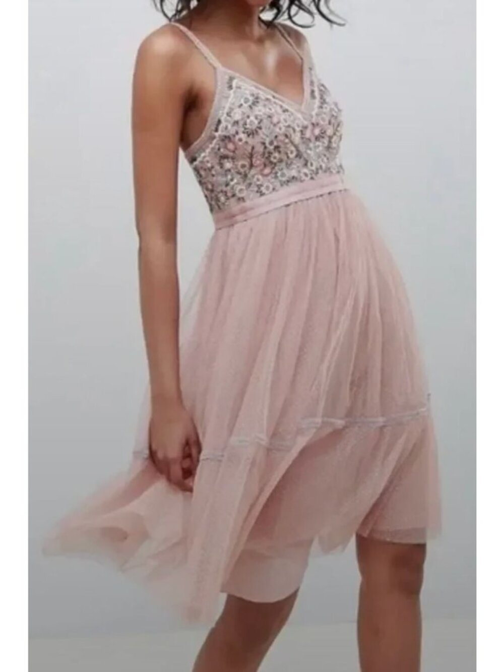 NWT Needle & Thread Blush Pink Floral Midi Dress-sz 4